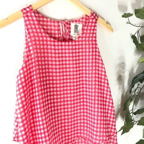 Anthro Lilis Closet August Pink Gingham Tank Top - Picture 3 of 8
